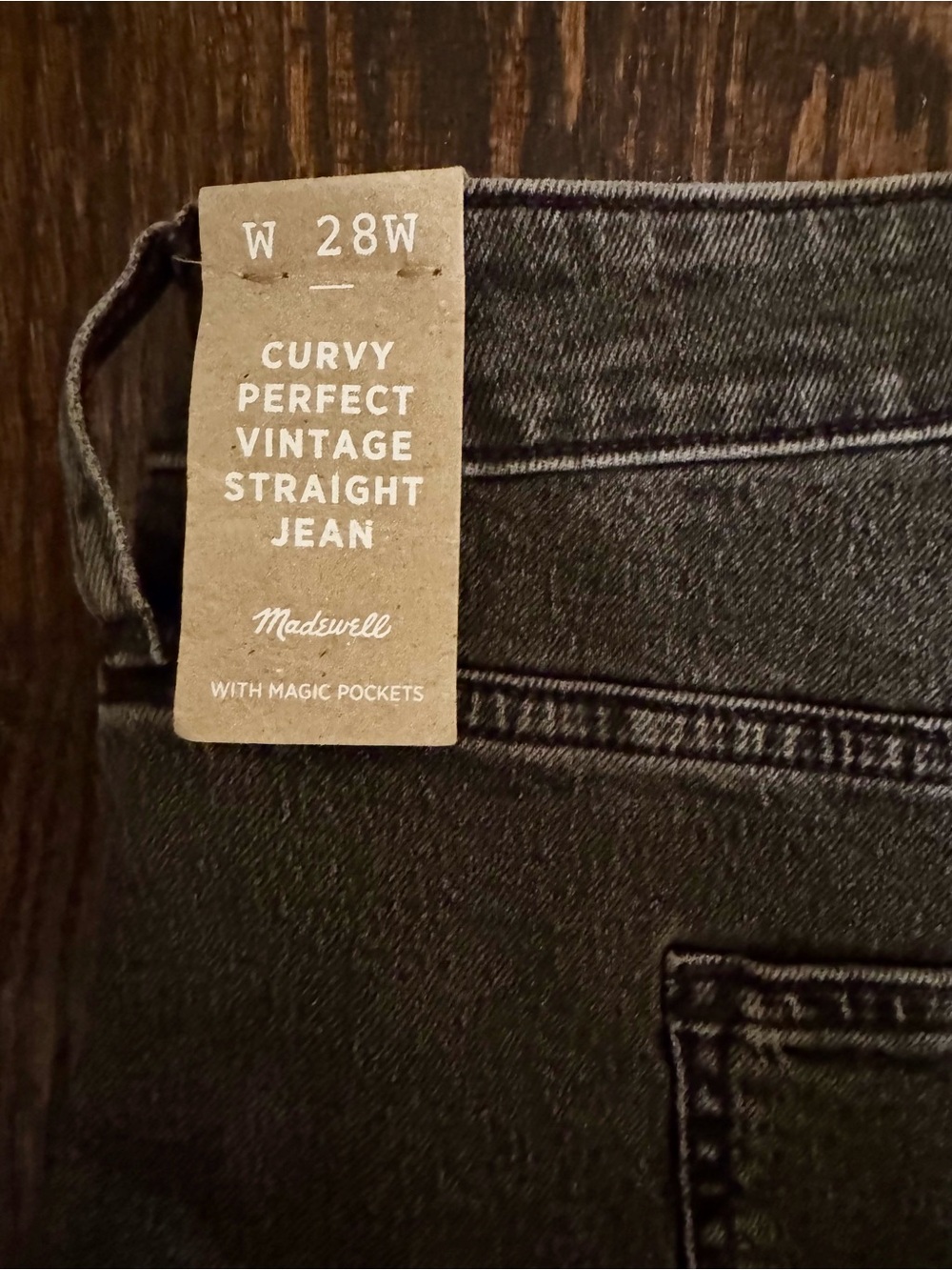 NWT Madewell Curvy Perfect Vintage Straight Jean in Black/Washed Grey - Size 28W